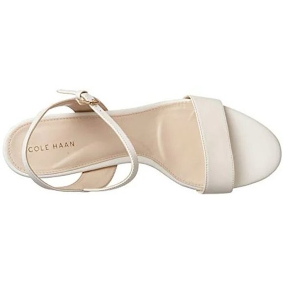 Cole Haan Josie Raffia Block Heel Sandals - Ivory Leather - Size 8.5B - Picture 2 of 9